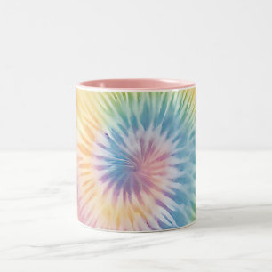 Watercolor Pastel Rainbow Tie Dye Two-Tone Coffee Mug
