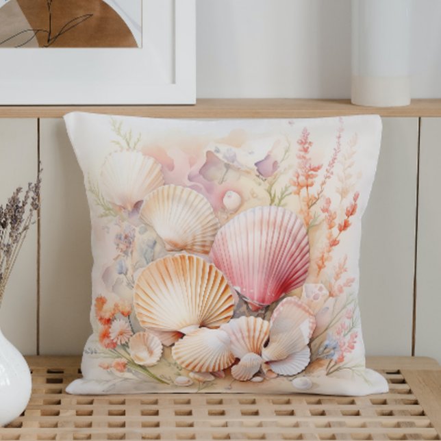 Watercolor Pastel Seashells Cushion (Creator Uploaded)