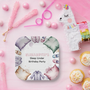 Watercolor Pastel Sleep Under Girl Birthday Party Paper Plate