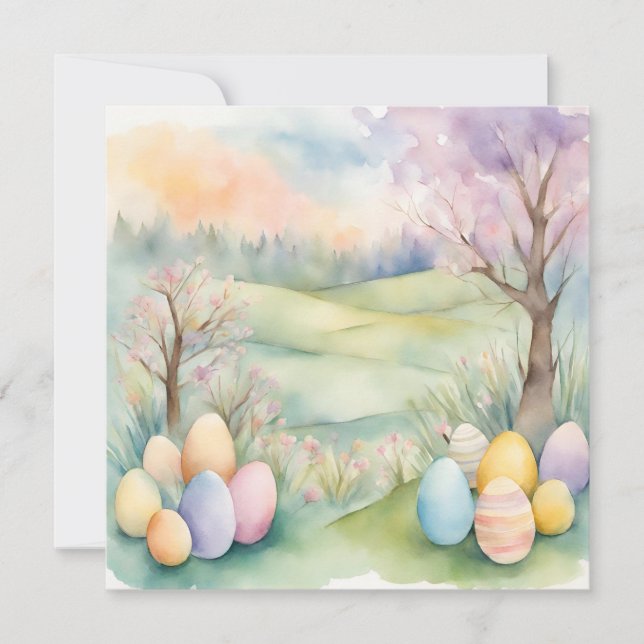 Watercolor Pastel Spring Scene Save The Date (Front)