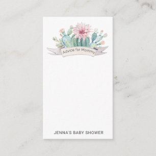 Watercolor pastel succulent Baby Shower Advice Enclosure Card