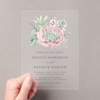 Watercolor Pastel Succulents Bouquet Wedding