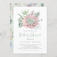 Watercolor Pastel Succulents Summer Wedding Shower
