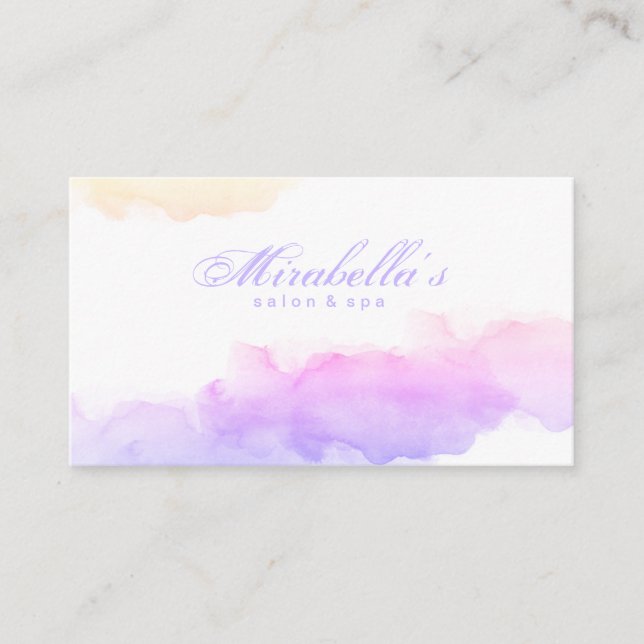 Watercolor Pastel Trendy White Minimalist Business Card (Front)