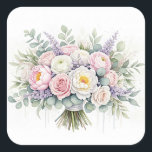 Watercolor Pastel Wedding Bouquet Sticker<br><div class="desc">Watercolor-style pastel floral wedding bouquet sticker</div>
