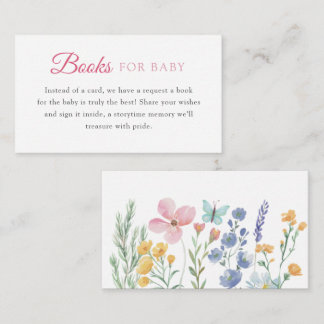 Watercolor Pastel Wildflower Books for Baby Enclosure Card
