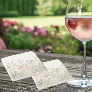 Watercolor Pastel Wildflowers Stone Coaster