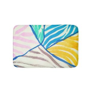 Watercolor patchwork: dirty painting style. bath mat