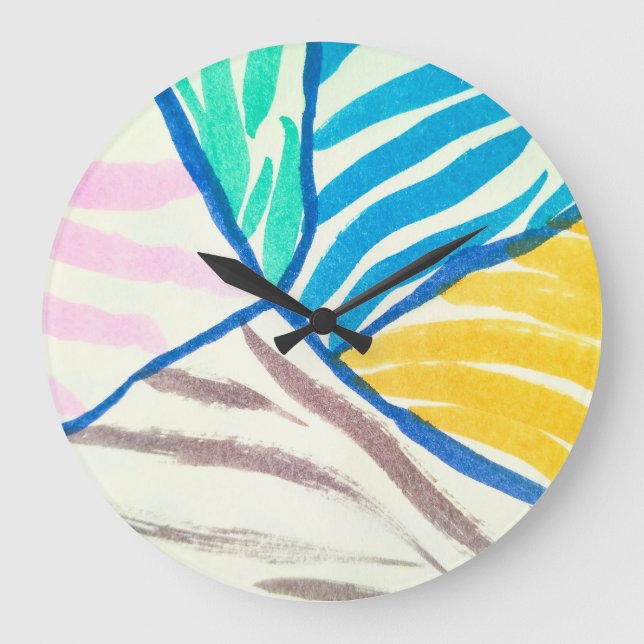 Watercolor patchwork: dirty painting style. large clock (Front)