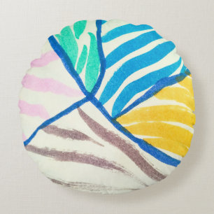 Watercolor patchwork: dirty painting style. round cushion