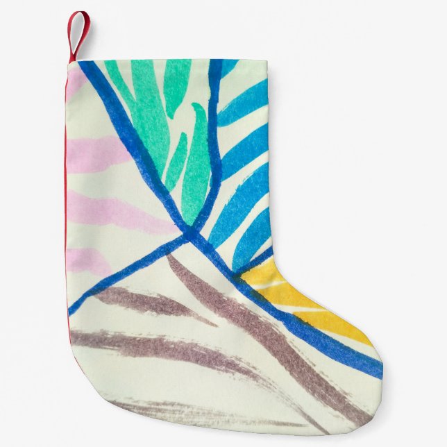 Watercolor patchwork: dirty painting style. small christmas stocking (Front)