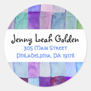 WATERCOLOR PATCHWORK TREE Round Sticker Seal