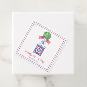 Watercolor Patriotic American Flag Topiary Favour Tags