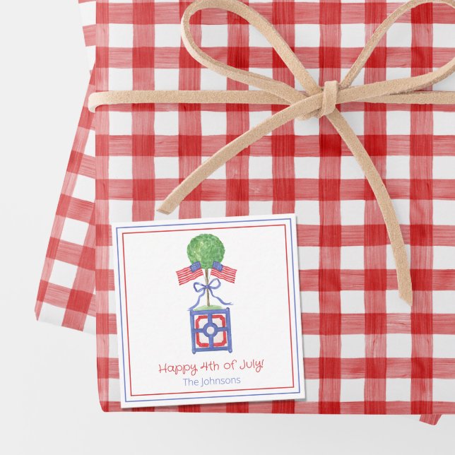 Watercolor Patriotic American Flag Topiary Gift Card (Creator Uploaded)