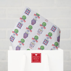 Watercolor Patriotic American Flag Topiary Tissue Paper