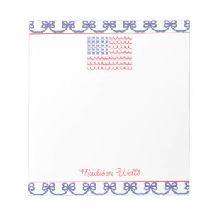 Watercolor Patriotic Bow American Flag Notepad