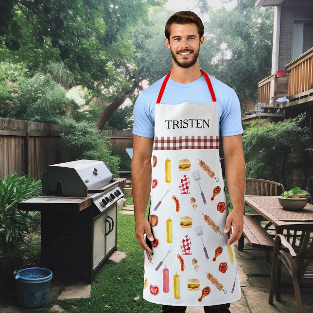 Watercolor Pattern BBQ  Grill Grilling Smoker Apron (Creator Uploaded)
