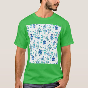 Watercolor Pattern Blue Flowers Floral T-Shirt