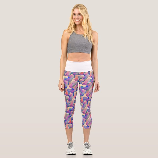 Watercolor Pattern High Waisted Capri (Front)