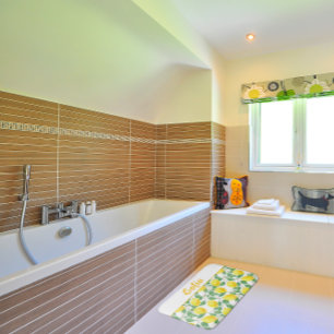 Watercolor pattern lemon yellow bath mat