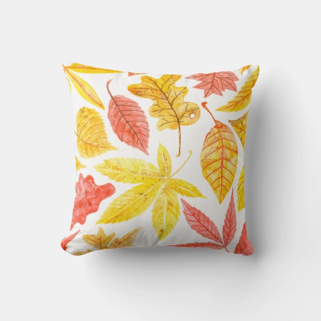Watercolor pattern made of various colourful autum cushion (Front)