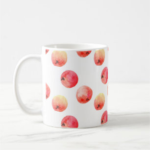 Watercolor pattern of ripe red apples coffee mug