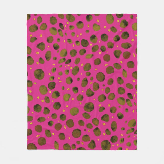 Watercolor Pattern with Abstract Cheetah Skin. Fleece Blanket (Front)