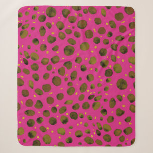 Watercolor Pattern with Abstract Cheetah Skin. Sherpa Blanket