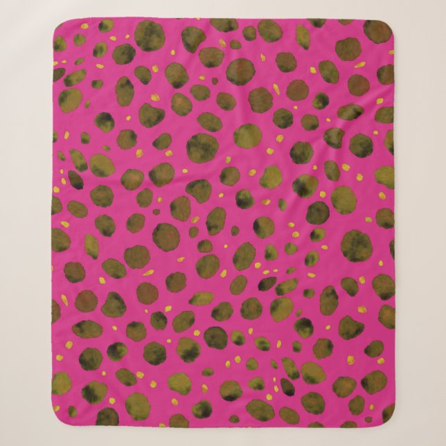 Watercolor Pattern with Abstract Cheetah Skin. Sherpa Blanket (Front)