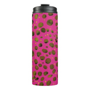 Watercolor Pattern with Abstract Cheetah Skin. Thermal Tumbler