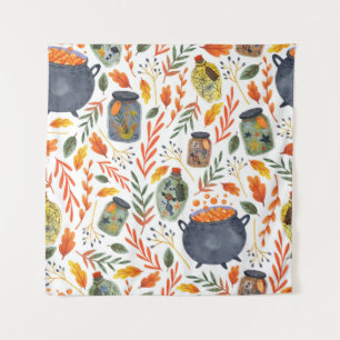 Watercolor Pattern with Autumn Foliage. Tapestry