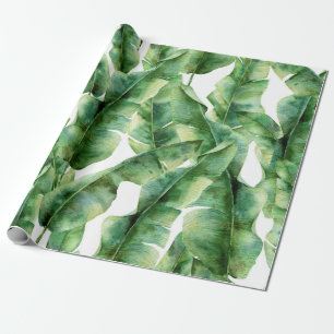 Watercolor pattern with banana palm leaves. Hand p Wrapping Paper