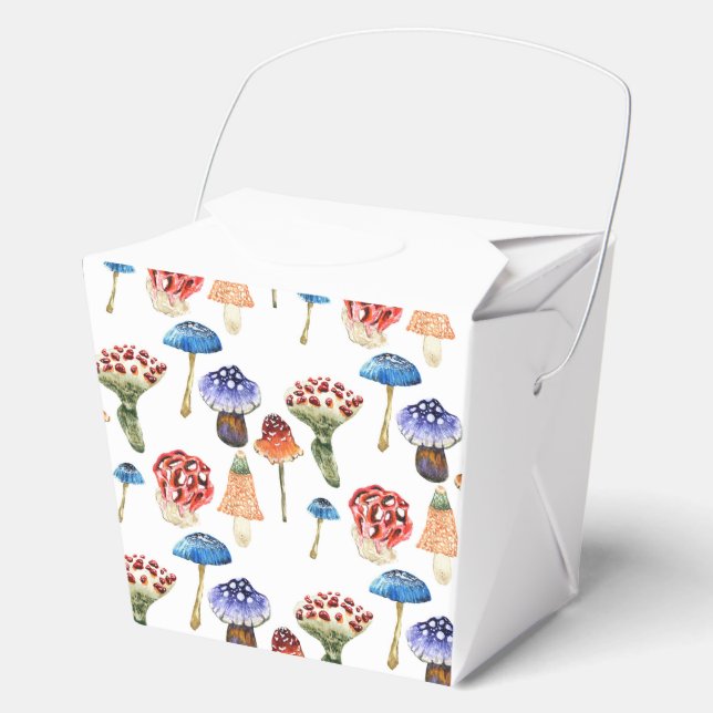 Watercolor pattern with colourful mushrooms favour box (Front)