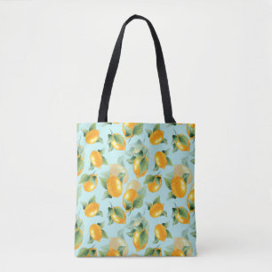 Watercolor pattern with lemons and leaves. Seamles Tote Bag