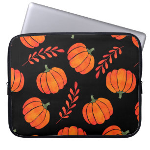 Watercolor pattern with orange pumpkins laptop sleeve
