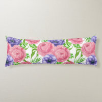 Watercolor pattern with peony and anemone flowers