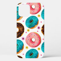 Watercolor pattern with pink, blue and chocolate d