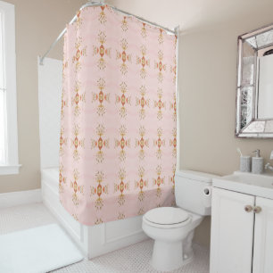 Watercolor Pattern With Pinks and Olive Green Shower Curtain