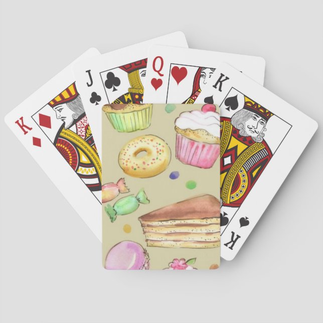 Watercolor pattern with sweets playing cards (Back)