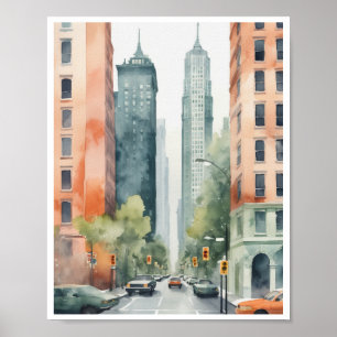 Watercolor patterns urban landscapes Wall Art
