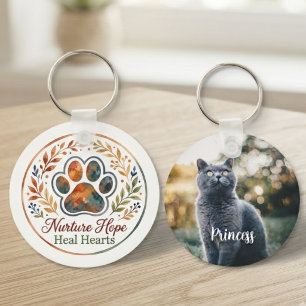 Watercolor Paw Print Animal Rescue and Care Key Ring