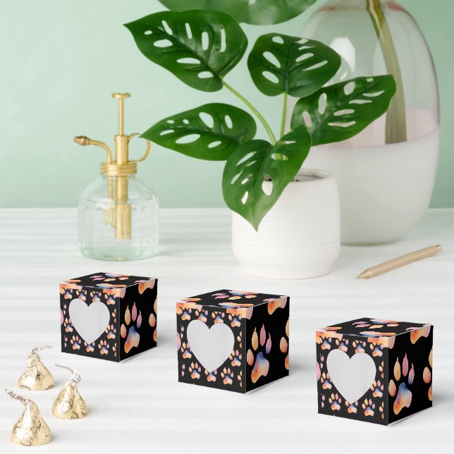 Watercolor Paw Print Background Favour Box (Multiple)