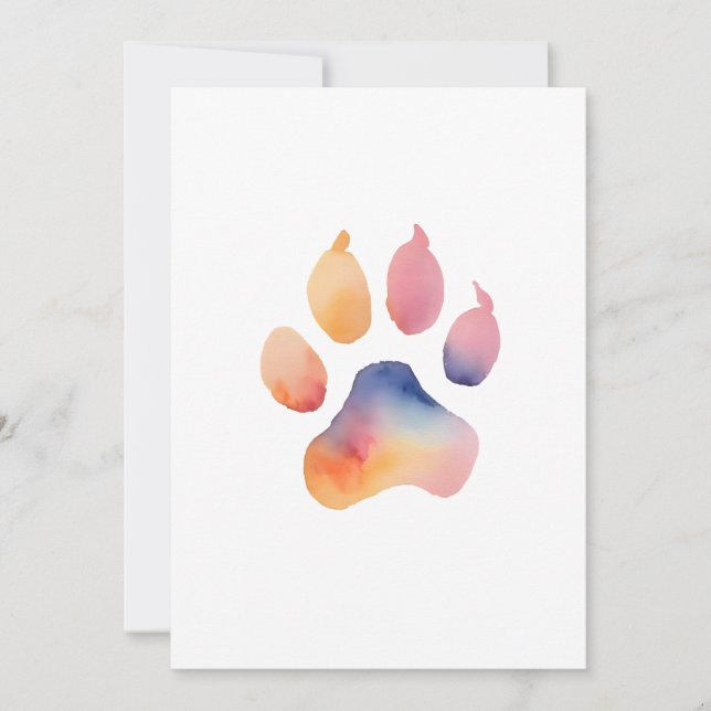 Watercolor Paw Print Background Invitation (Front)