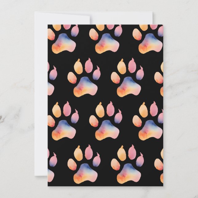 Watercolor Paw Print Background Invitation (Front)