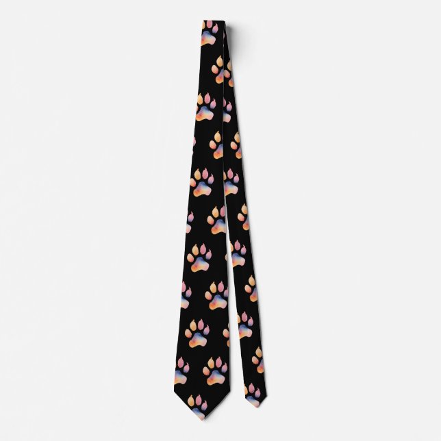 Watercolor Paw Print Background Tie (Front)