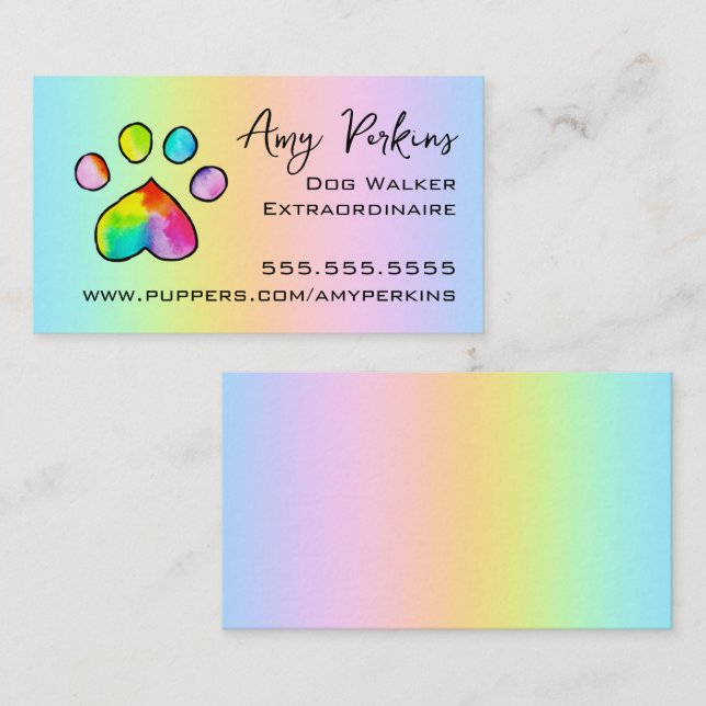 Watercolor Paw Print Business Card (Front/Back)