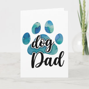 Watercolor Paw Print Dog Dad Pet Lover Father Card