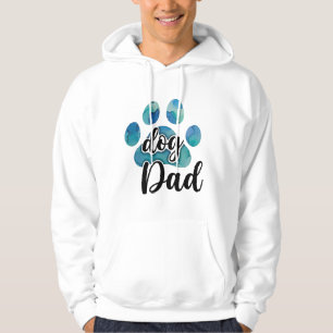Watercolor Paw Print Dog Dad Pet Lover Father Hoodie