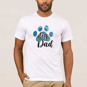 Watercolor Paw Print Dog Dad Pet Lover Father T-Shirt