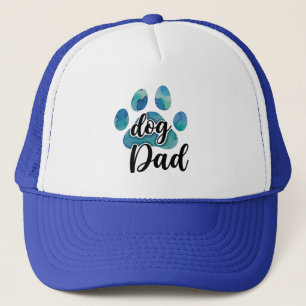 Watercolor Paw Print Dog Dad Pet Lover Father Trucker Hat